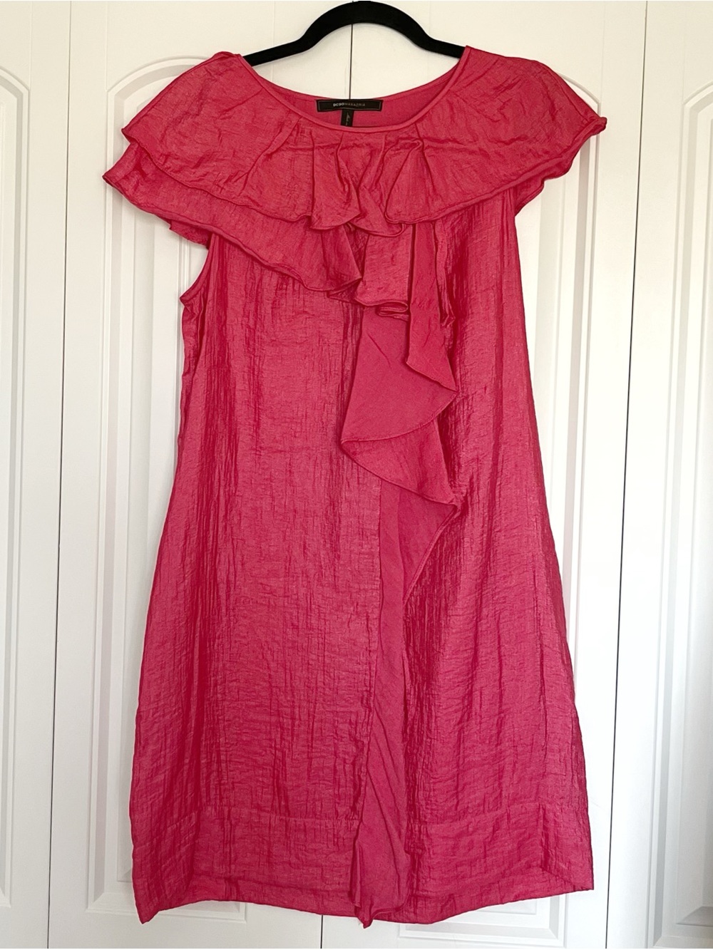 BCBGMaxAzria Hot Pink Ruffle Shift Dress